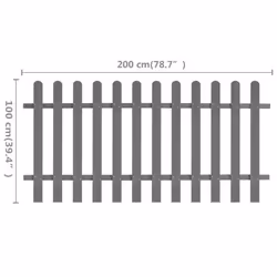 vidaXL WPC Picket Fence 200x100cm Grey Outdoor Garden Barrier Border Palisade - Additional view 4