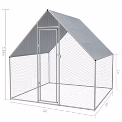 vidaXL Outdoor Chicken Cage Galvanised Steel 2x2x1.92m Habitat Enclosure Coop - Additional view 4