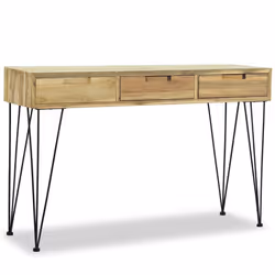 vidaXL Solid Teak Console Table 120x35x76cm with 3 Drawers Sideboard Desk