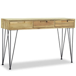 vidaXL Solid Teak Console Table 120x35x76cm with 3 Drawers Sideboard Desk
