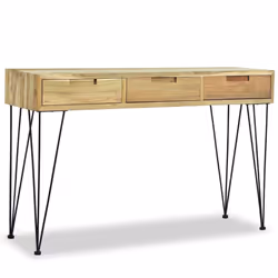 vidaXL Solid Teak Console Table 120x35x76cm with 3 Drawers Sideboard Desk - Additional view 4