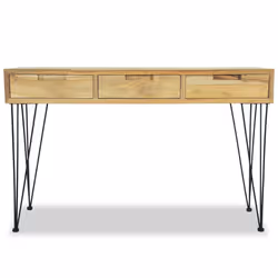 vidaXL Solid Teak Console Table 120x35x76cm with 3 Drawers Sideboard Desk - Additional view 5