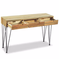 vidaXL Solid Teak Console Table 120x35x76cm with 3 Drawers Sideboard Desk - Additional view 6