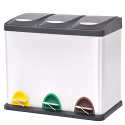 vidaXL Recycling Pedal Garbage Trash Bin Stainless Steel 24 L Waste Dustbin