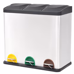 vidaXL Recycling Pedal Garbage Trash Bin Stainless Steel 54 L Waste Dustbin