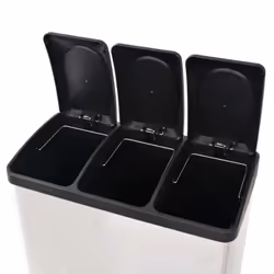vidaXL Recycling Pedal Garbage Trash Bin Stainless Steel 54 L Waste Dustbin
