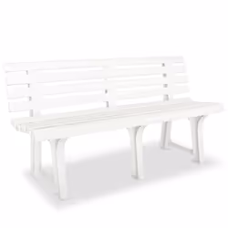 vidaXL Garden Bench 145.5x49x74 cm Plastic White Outdoor Patio Bench Seat