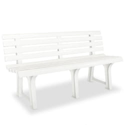 vidaXL Garden Bench 145.5x49x74 cm Plastic White Outdoor Patio Bench Seat