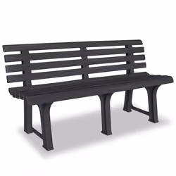 vidaXL Garden Bench Plastic Anthracite Outdoor Furniture Backyard Seating