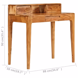 vidaXL Solid Wood Writing Desk with Drawers 88x50x90cm Study Computer Table