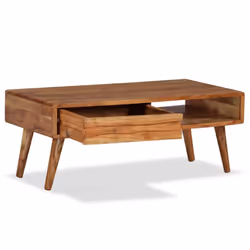 vidaXL Solid Wood Coffee Table with Carved Drawer 100x50x40cm Home Furniture - Additional view 2