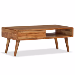 vidaXL Solid Wood Coffee Table with Carved Drawer 100x50x40cm Home Furniture - Additional view 7
