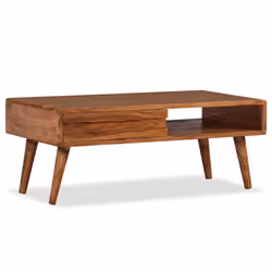 vidaXL Solid Wood Coffee Table with Carved Drawer 100x50x40cm Home Furniture - Additional view 8