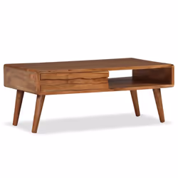 vidaXL Solid Wood Coffee Table with Carved Drawer 100x50x40cm Home Furniture - Additional view 9