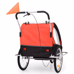 vidaXL 2-in-1 Bike Trailer and Stroller Cargo Bicycle Trailer Black and Red