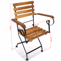 vidaXL 2x Folding Garden Chairs with Armrests Acacia Wood Outdoor Patio Seat - Additional view 6