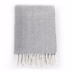 vidaXL Throw Cotton Herringbone 220x250cm Grey Sofa Blanket Bedspread Cover