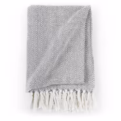vidaXL Throw Cotton Herringbone 220x250cm Grey Sofa Blanket Bedspread Cover