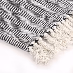 vidaXL Throw Cotton Herringbone 220x250cm Navy Blue Sofa Bed Blanket Cover - Additional view 5