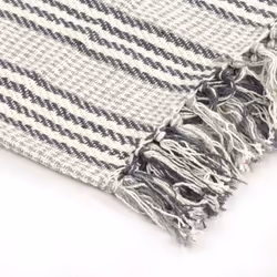 vidaXL Throw Cotton Stripes 160x210cm Grey and White Sofa Bed Blanket Cover - Additional view 5