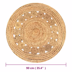 vidaXL Area Rug Braided Design Jute 90cm Round Home Living Room Floor Carpet - Additional view 4