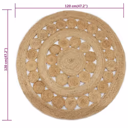 vidaXL Area Rug Braided Design Jute 120cm Round Home Living Room Floor Carpet - Additional view 5