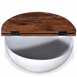 vidaXL Solid Reclaimed Wood Coffee Table Set 2 Piece White Bowl Shape Stand - Additional view 6