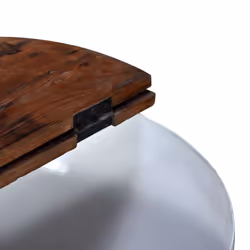 vidaXL Solid Reclaimed Wood Coffee Table Set 2 Piece White Bowl Shape Stand - Additional view 7