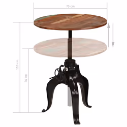vidaXL Solid Reclaimed Wood Bar Table 75x(76-110)cm Kitchen Dining Furniture