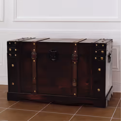 vidaXL Vintage Treasure Chest Wood Brown Storage Cabinet Box Trunk Treasure - Additional view 7
