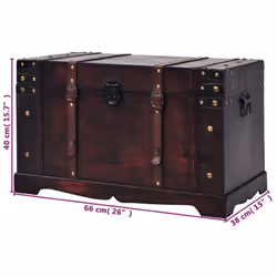 vidaXL Vintage Treasure Chest Wood Brown Storage Cabinet Box Trunk Treasure - Additional view 8
