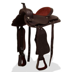 vidaXL Western Saddle Headstall&Breast Collar Real Leather 16" Brown Horse Pad