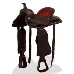 vidaXL Western Saddle Headstall&Breast Collar Real Leather 17" Brown Horse Pad