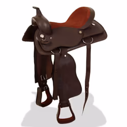 vidaXL Western Saddle Headstall&Breast Collar Real Leather 17" Brown Horse Pad