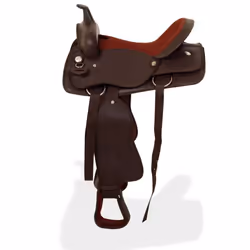 vidaXL Western Saddle Headstall&Breast Collar Real Leather 17" Brown Horse Pad