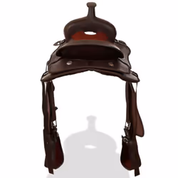 vidaXL Western Saddle Headstall&Breast Collar Real Leather 17" Brown Horse Pad - Additional view 5