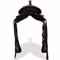vidaXL Western Saddle Headstall&Breast Collar Real Leather 16" Black Horse Pad - Additional view 5