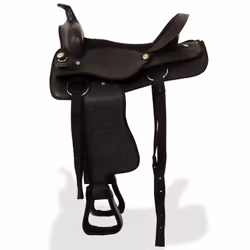 vidaXL Western Saddle Headstall&Breast Collar Real Leather 17" Black Horse Pad - Additional view 4