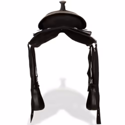 vidaXL Western Saddle Headstall&Breast Collar Real Leather 17" Black Horse Pad - Additional view 5