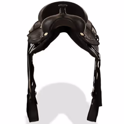 vidaXL Western Saddle Headstall&Breast Collar Real Leather 17" Black Horse Pad - Additional view 6