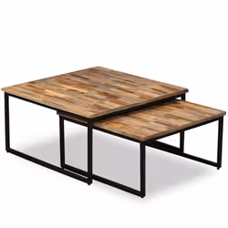 vidaXL Solid Reclaimed Teak Nesting Coffee Table Set 2 Piece Furniture Desk - Additional view 10