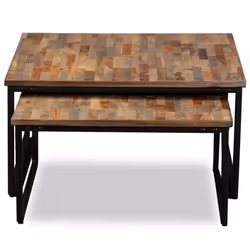 vidaXL Solid Reclaimed Teak Nesting Coffee Table Set 2 Piece Furniture Desk
