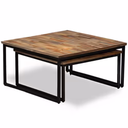 vidaXL Solid Reclaimed Teak Nesting Coffee Table Set 2 Piece Furniture Desk