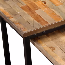 vidaXL Solid Reclaimed Teak Nesting Coffee Table Set 2 Piece Furniture Desk - Additional view 4