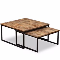vidaXL Solid Reclaimed Teak Nesting Coffee Table Set 2 Piece Furniture Desk - Additional view 9