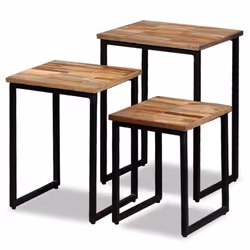 vidaXL Solid Reclaimed Teak Nesting Coffee Table Set 3 Piece Furniture Desk