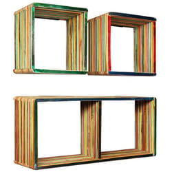 vidaXL Solid Reclaimed Teak Wall Shelf Set 3 Piece Multicolour Home Display