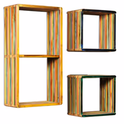 vidaXL Solid Reclaimed Teak Wall Shelf Set 3 Piece Multicolour Home Display - Additional view 2