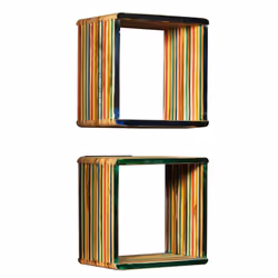 vidaXL Solid Reclaimed Teak Wall Shelf Set 3 Piece Multicolour Home Display - Additional view 3