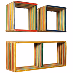 vidaXL Solid Reclaimed Teak Wall Shelf Set 3 Piece Multicolour Home Display - Additional view 7